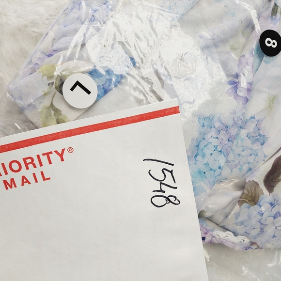 Chic Floral Long Sleeve Dress in White and Blue - Picture 10 of 10